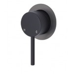 Kaya Wall Mixer, Matte Black, Small Round Gun Metal Plate Kaya Wall Mixer, Matte Black, Small Round Gun Metal Plate
